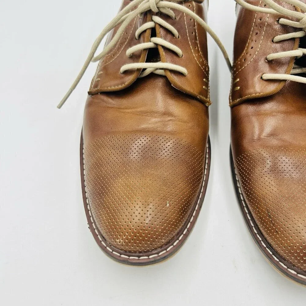 Men's Madden M-Alk Brown Cognac Oxford Shoes Size 12M Laced Perforated